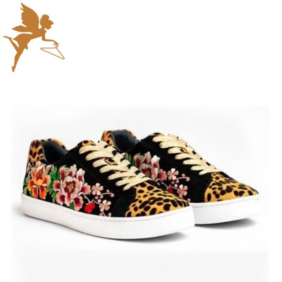 JOHNNY WAS Acacia Floral Leopard Sneaker - Picture 1 of 9